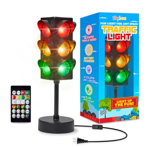 11-Inch Traffic Light Lamp with Remote, LED Color-Changing Room Decor