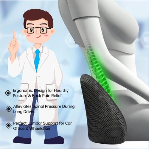 Ergonomic Car Lumbar Support Cushion - Memory Foam & Breathable Mesh