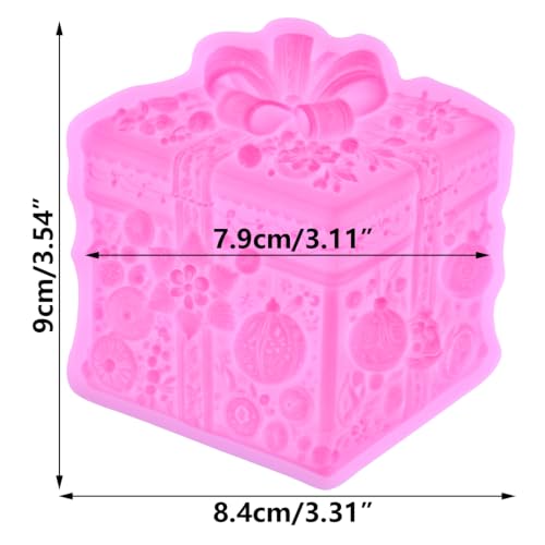 Christmas Gift Box Silicone Fondant Mold - Present Box 3D, Style O