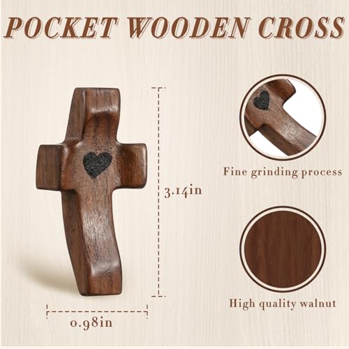 Wooden Handheld Comfort Crosses for Anxiety Relief - 10 Piece Set