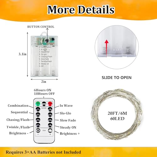 KAQ Battery Operated Fairy Lights 4-Pack 80FT 240 LED Warm White