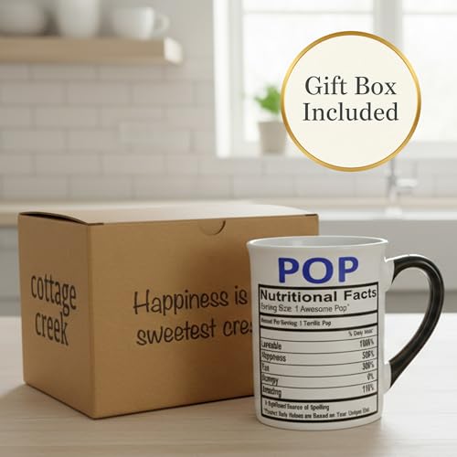 Cottage Creek Funny Nutrition Facts Grandpa Mug 16oz – Humorous Coffee Gift for Pop