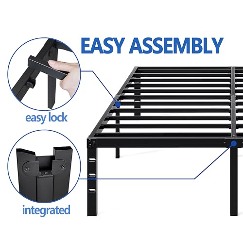 NEW JETO Queen Metal Bed Frame with Storage Space, 14 Inch Heavy Duty