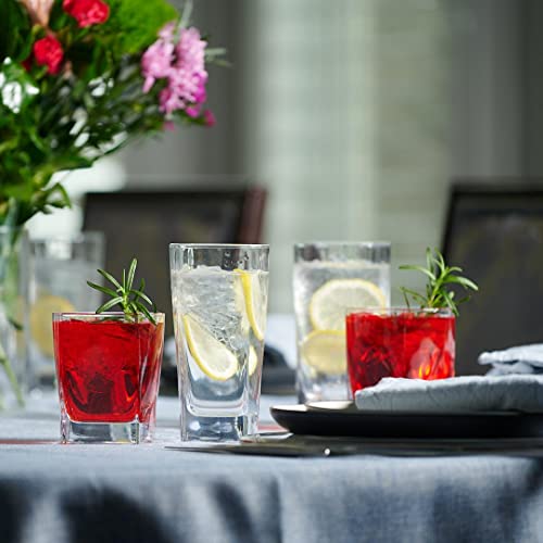 Le'raze 8-Piece Glass Set - Tall Highball & Short Old Fashioned Drinking Glasses