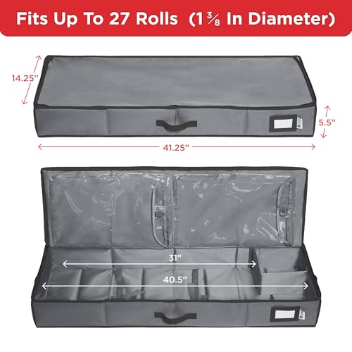 Wrapping Paper Storage Container Underbed Gift Wrap Organizer Grey