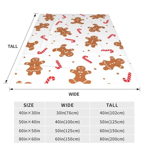 FalePrint Christmas Gingerbread Man Throw Blanket 60x50 Inches Ultra Soft Cozy Flannel Christmas Decor
