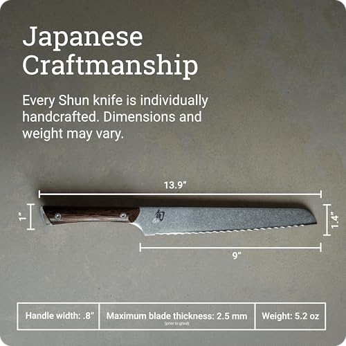 Shun Kanso 9-Inch Serrated Bread Knife - Japanese High-Carbon Steel, Easy Cutting