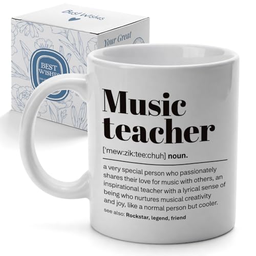 Music Teacher Definition Mug - 11oz White Ceramic Cup for Music Educators - Variation: music teacher