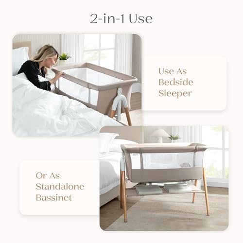 2-in-1 Bedside Sleeper Bassinet - Adjustable Height & Breathable Mesh