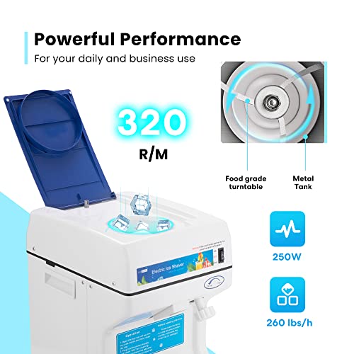 VIVOHOME Electric Ice Crusher Shaver 260 lbs/hr Commercial Snow Cone Machine Blue