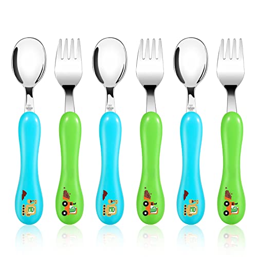 Toddler Utensils 6-Piece Stainless Steel Fork and Spoon Set