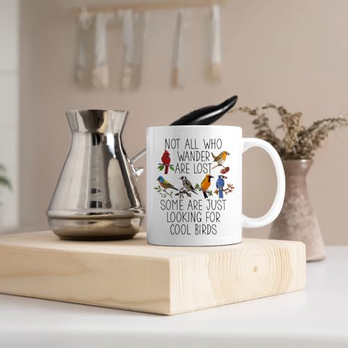 Not All Who Wander Are Lost Bird Mug 11oz - White - Bird Watching Gift