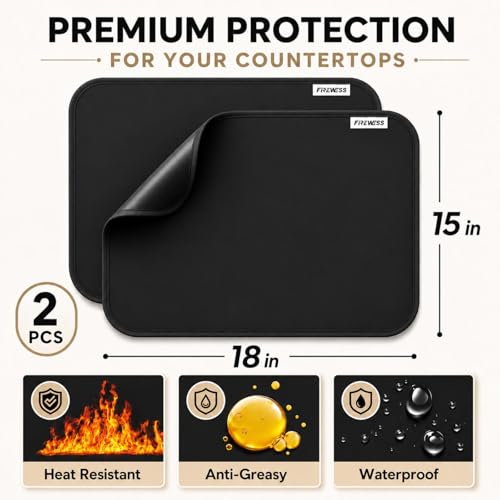 2-Pack Heat Resistant Countertop Mat for Air Fryers and Kitchen Appliances