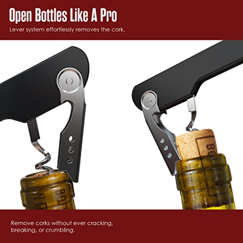 Houseables Black 5 1/4" Wine Opener with Foil Cutter - Restaurant & Server Use