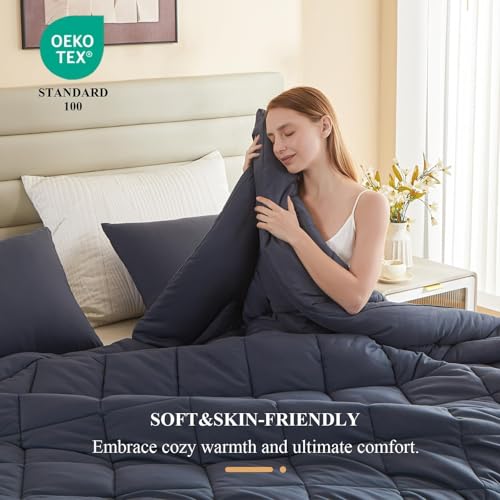 MIOTO Oversized King Comforter 128x120 - Down Alternative Duvet Insert, Grey