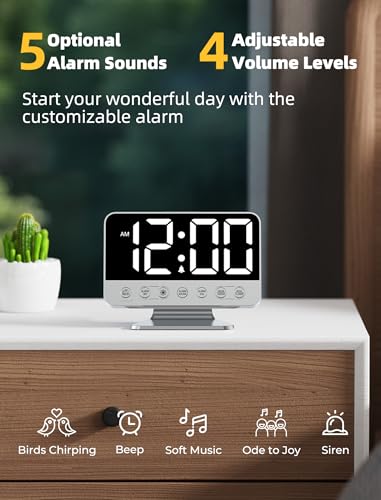 Digital Alarm Clock for Bedrooms - Large Display, Night Light & Dimmer