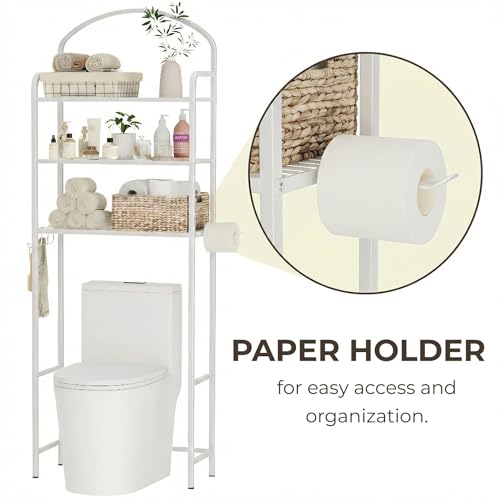 3-Tier Over the Toilet Storage Rack - Space-Saving Metal Bathroom Shelf