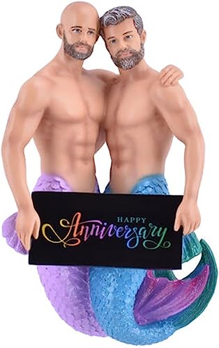 December Diamonds Happy Anniversary Mermen Ornament – 7" Resin Hanging Decoration