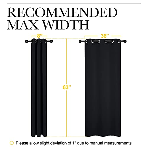 NICETOWN Blackout Curtains Thermal Insulated 42x63 Black 2 Panels