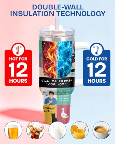 34HD TV MovieCB12 Colorful Friendship 40 oz Tumbler with Handle, Bestie Gift