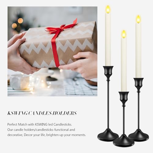 Metal Taper Candle Holders Set of 6 - Black Decorative Holders for Home Decor