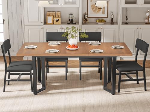 5-Piece Extendable Dining Table Set with 4 Cushioned Chairs, 63-Inch