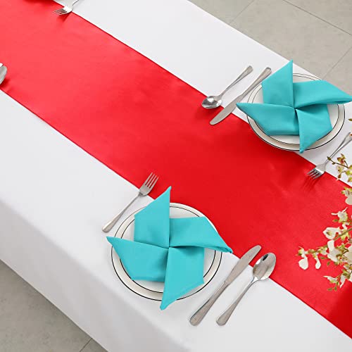 Red Satin Table Runner 12 x 108 Inch, 2 Pack Smooth Table Decor