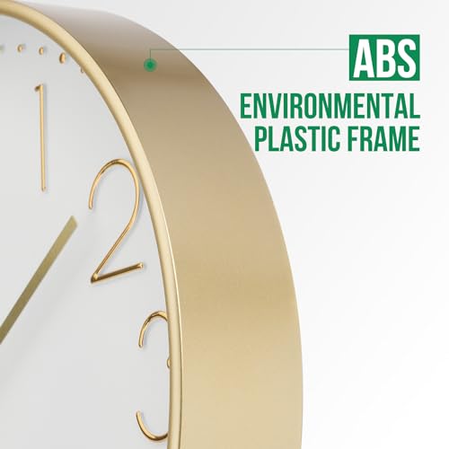 12-Inch Silent Quartz Wall Clock - Modern Round Decor with Gold 3D Dial
