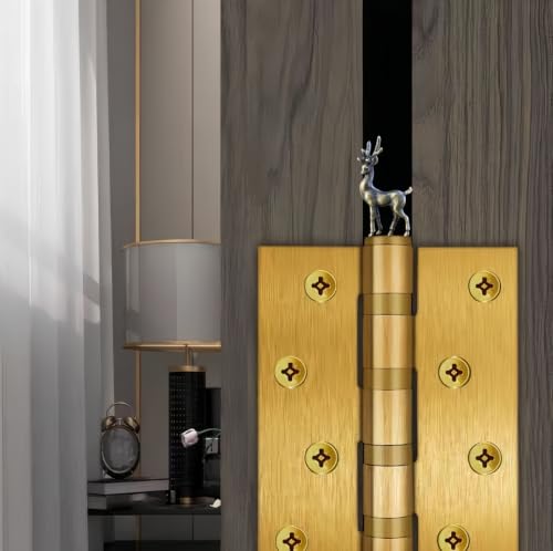 3-Piece Brass Fawn Magnetic Door Hinge Toppers - Decorative Animal Accents
