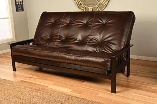 Monterey Queen-Size Futon Sofa with Mattress, Espresso Hardwood Frame