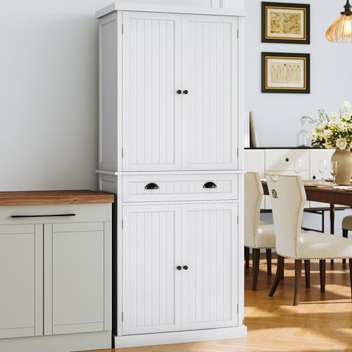 72-Inch Tall Kitchen Pantry Storage Cabinet with Drawer and Adjustable Shelves
