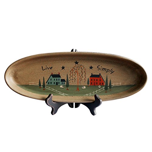 Rustic Willow Tree & Sheep Oval Decorative Wood Plate, 15.5-Inch