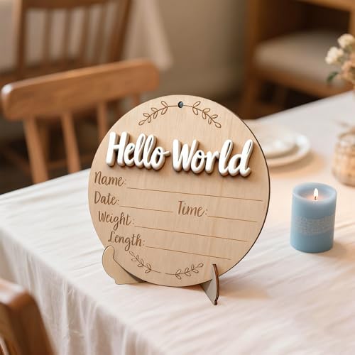 Wooden Baby Birth Announcement Sign with Footprint Ink Pad Set