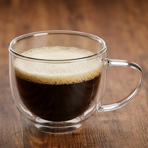 SCJHMY 6oz Double Wall Glass Coffee Mugs Set of 2 - Insulated Espresso Cups