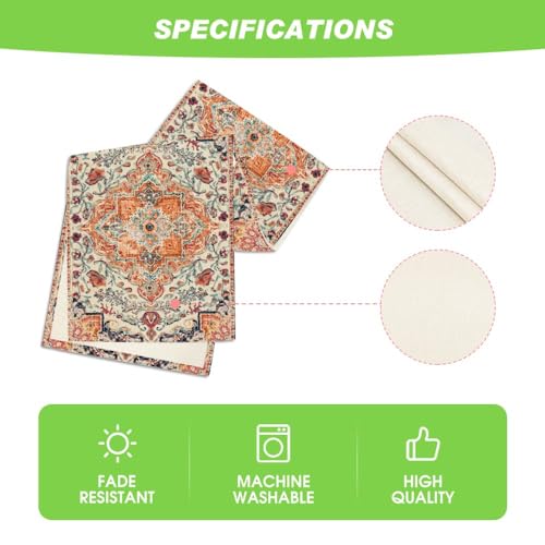 Artoid Mode 13x72 Inch Boho Orange Table Runner – Bohemian Farmhouse Kitchen Dining Decoration