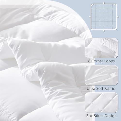 CozyLux Queen Down Alternative Duvet Insert - All Season Bed Comforter, White