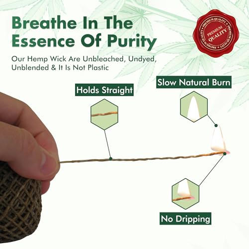 Organic Hemp Wick with Beeswax Coating - 200ft Standard Size