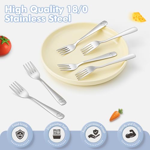 6-Piece Stainless Steel Toddler Forks Set Kids Silverware