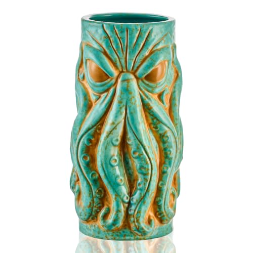 Burns Glass Kraken Ceramic Tiki Mug - 18 oz Hi Ball Set, Nautical Cocktail Cup
