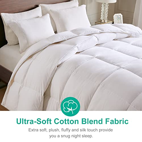 Lightweight Down Feather Comforter King Size - Thin Cooling Duvet Insert, 106x90
