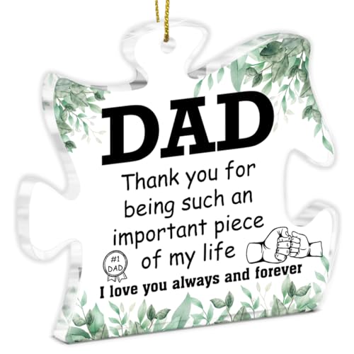 Dad Gifts from Daughter Son - Puzzle Acrylic Ornament for Christmas & Father's Day - Daddy Birthday Keepsake