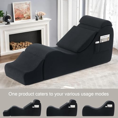 Ergonomic Yoga Chaise Lounge Chair with Ottoman, Headrest, and Lumbar Pillow