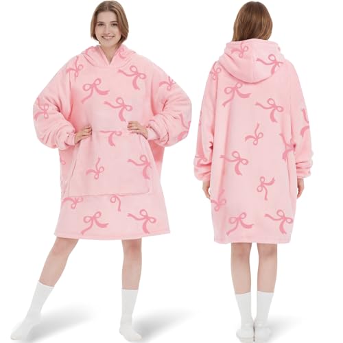 Wearable Blanket Hoodie for Women - Oversized Sherpa Fleece With Pockets