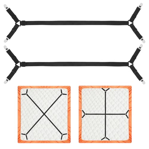 Adjustable Bed Sheet Holder Straps - 2Pcs Elastic Grippers for Fitted Sheets