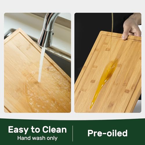 Extra Large Bamboo Cutting Board with Deep Juice Groove - 17x11" Reversible