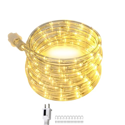 16ft Waterproof LED Rope Lights - Flexible Warm White Outdoor Lighting