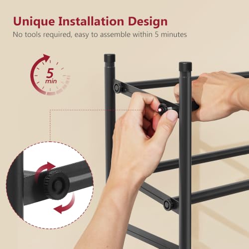 3-Tier Expandable Shoe Rack, Adjustable Metal Shoe Organizer for Closet