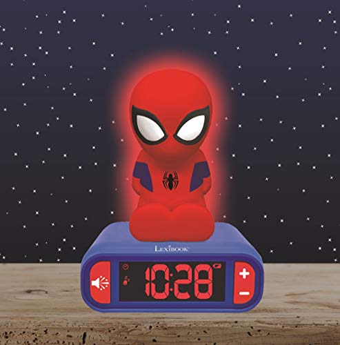 LEXiBOOK Spider-Man Nightlight Alarm Clock RL800SP for Kids, Superhero Gift