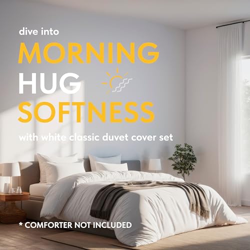 Queen Duvet Cover Set - Soft Microfiber Bedding with Zipper, White