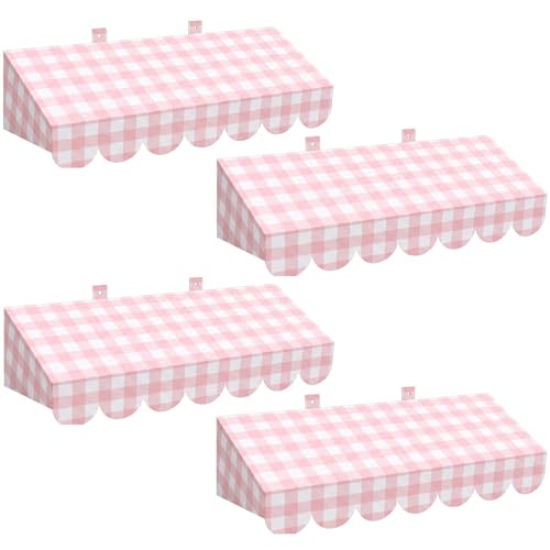 3D Carnival Awning Bulletin Board Decorations - 4 Pcs Checkered Wall Decor
